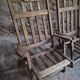 Set of 6 vintage American folding deck chairs in hardwood, 1940s–1960s.