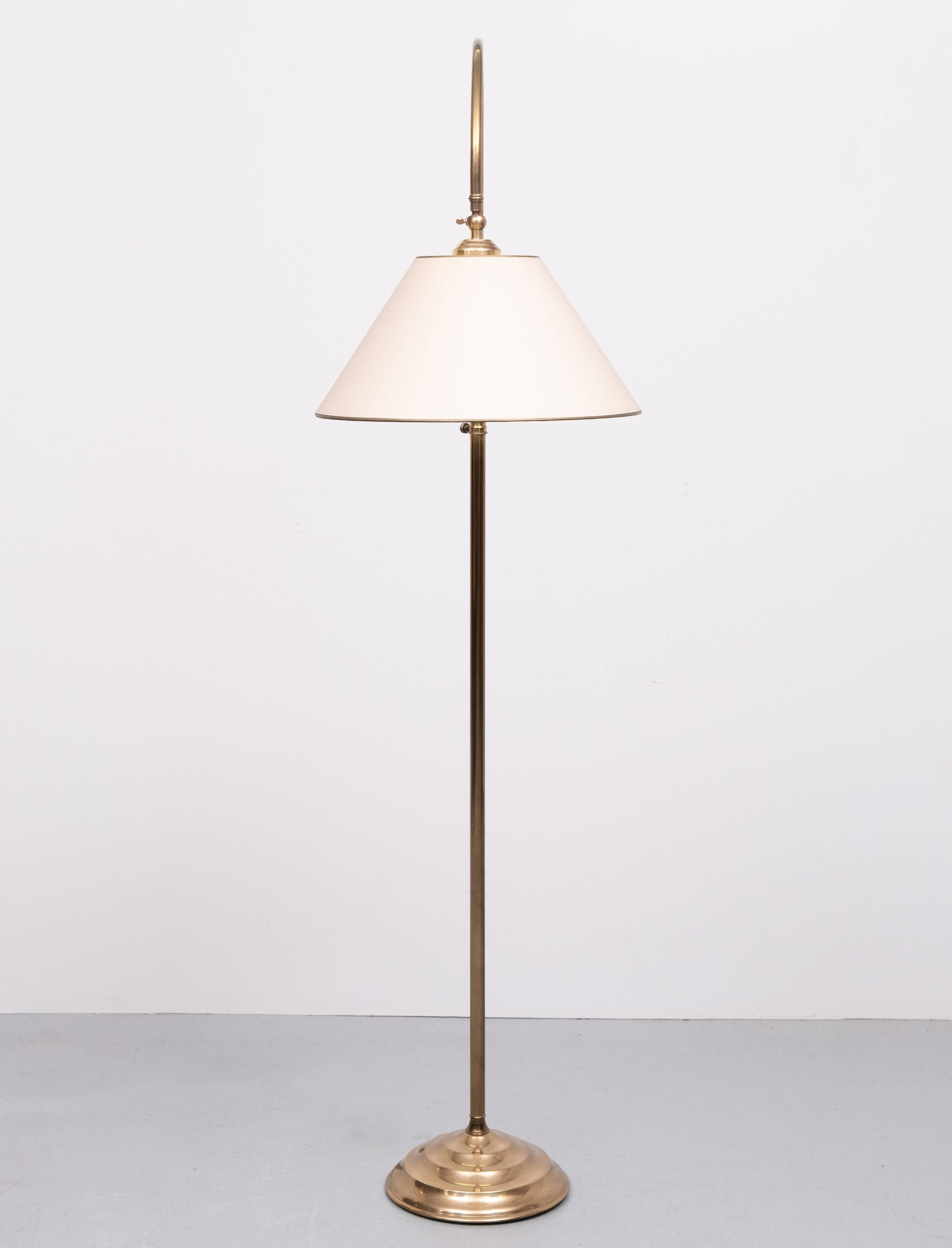 Classic brass Floor Lamp with Curved Neck, 1950s