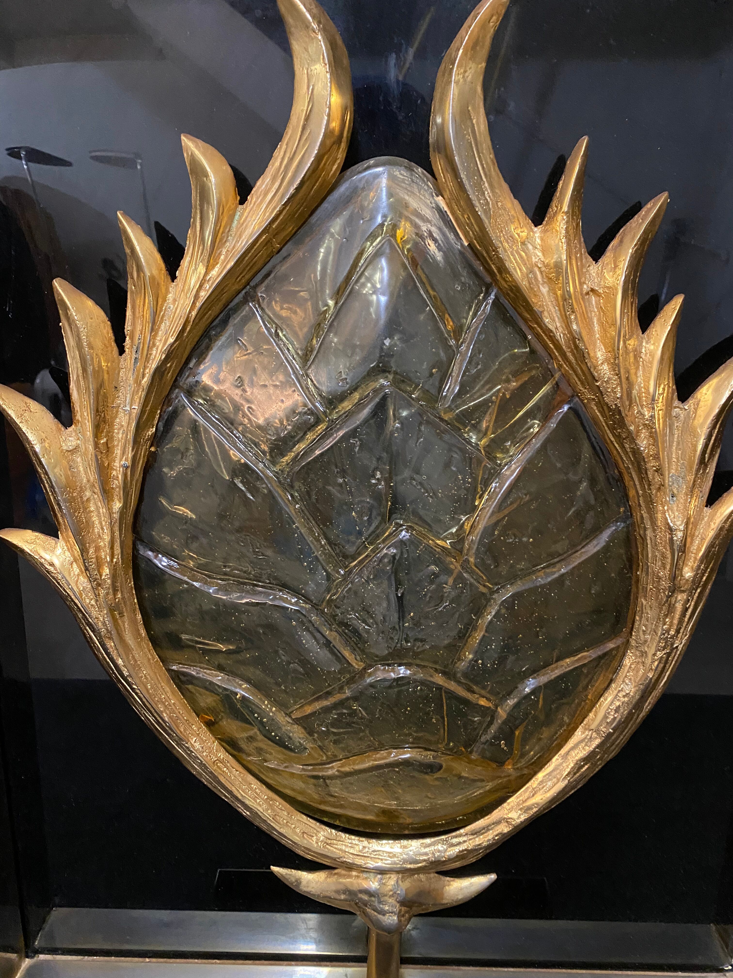 Wall lamp sculpture turtle in resin