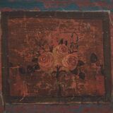 Antique red trunk with floral decoration (c.1920)