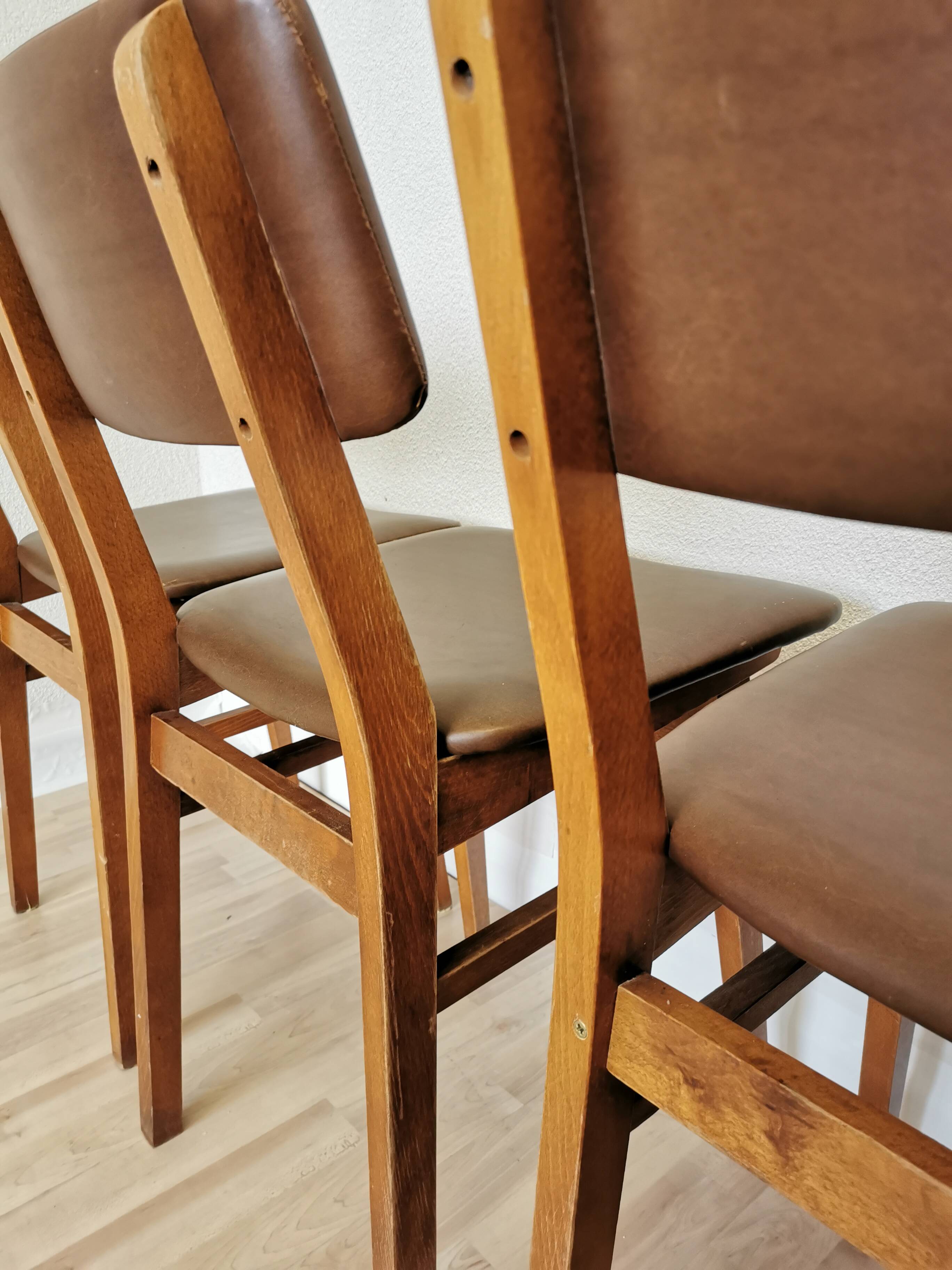 Vintage STOL Kamnik Dining Chairs (Set of 4): Mid-Century Leather Seat