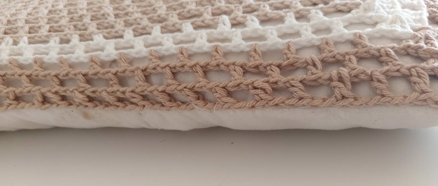 Pair of crocheted cushions