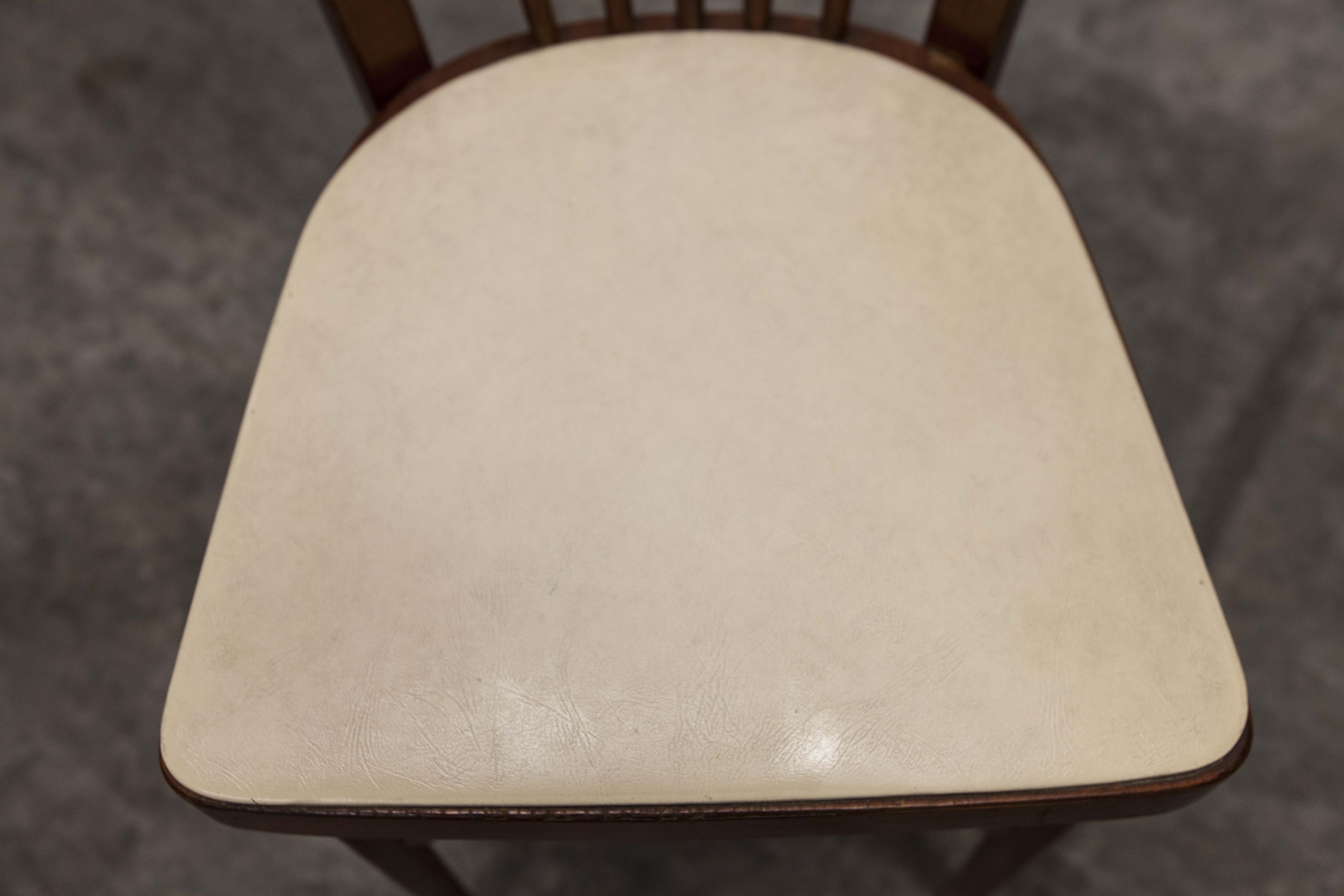 Baumann chair 153 in dark wood and white skai