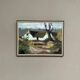 Original Swedish Oil on Canvas – "Farm" by Jörgen Bruun – Signed – Vintage and Framed – 41 × 31 cm (16.1" × 12.2")