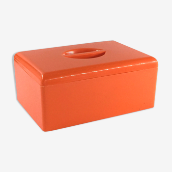 Boîte vintage 1970 en plastique orange