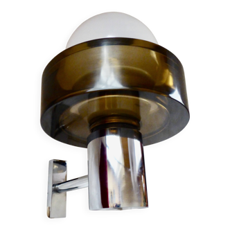 Chrome and smoked glass wall light.