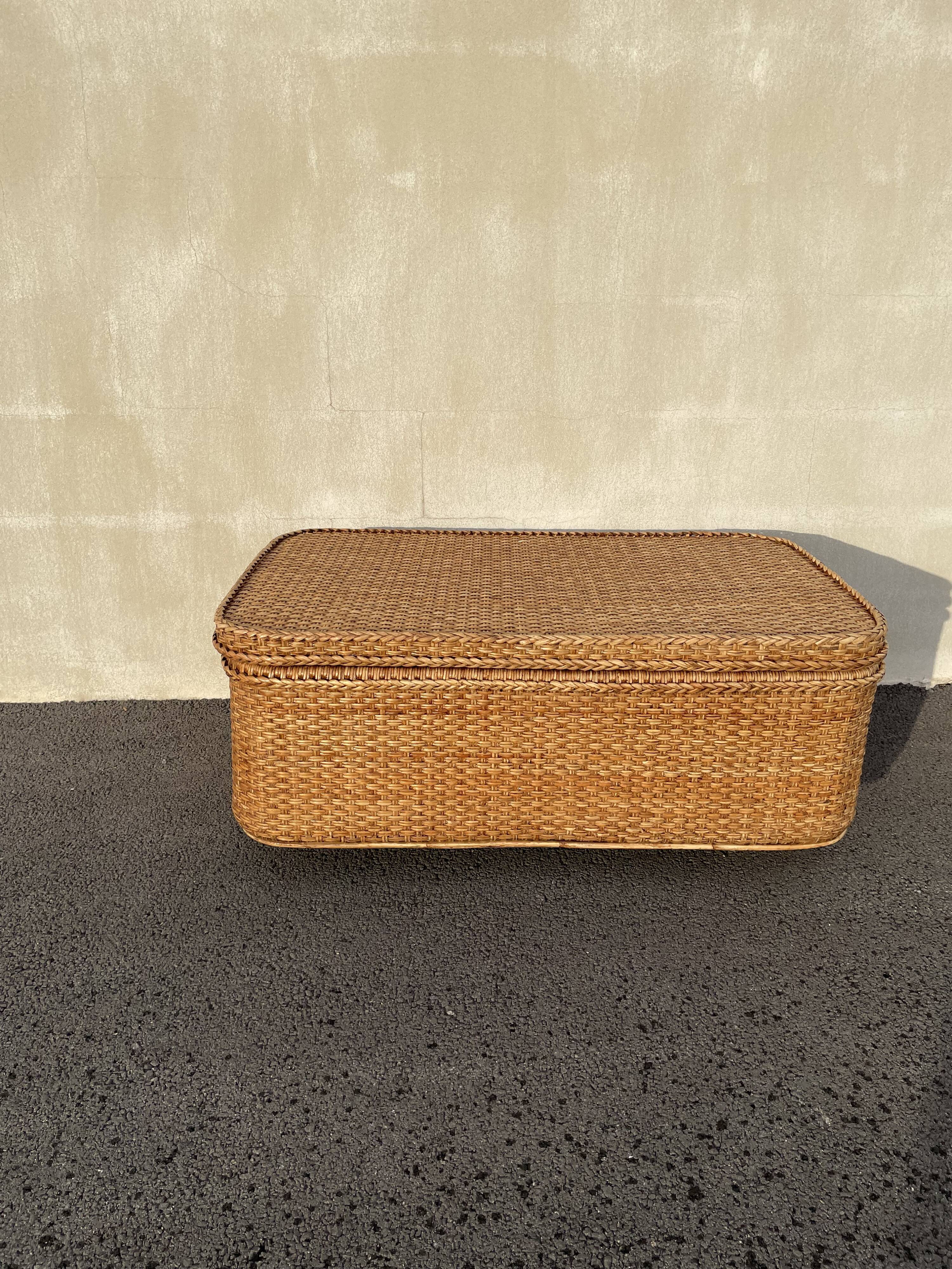 Coffee table braided rattan chest