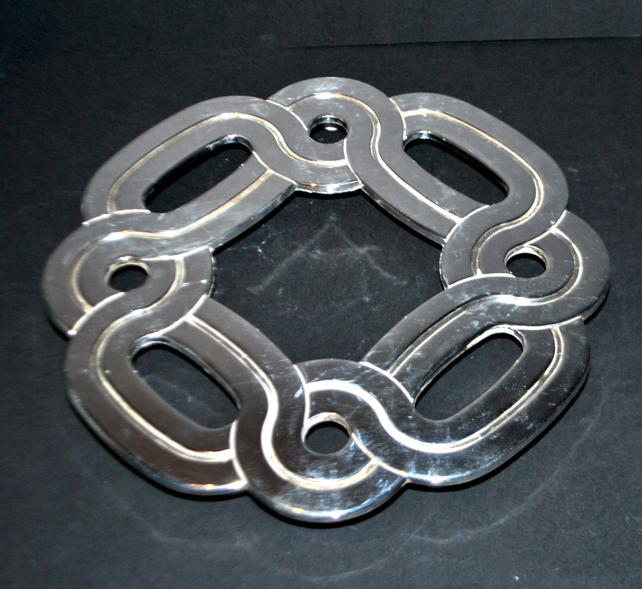 LANCEL silver-plated metal trivet with "Lancel Paris" label, vintage 1970s