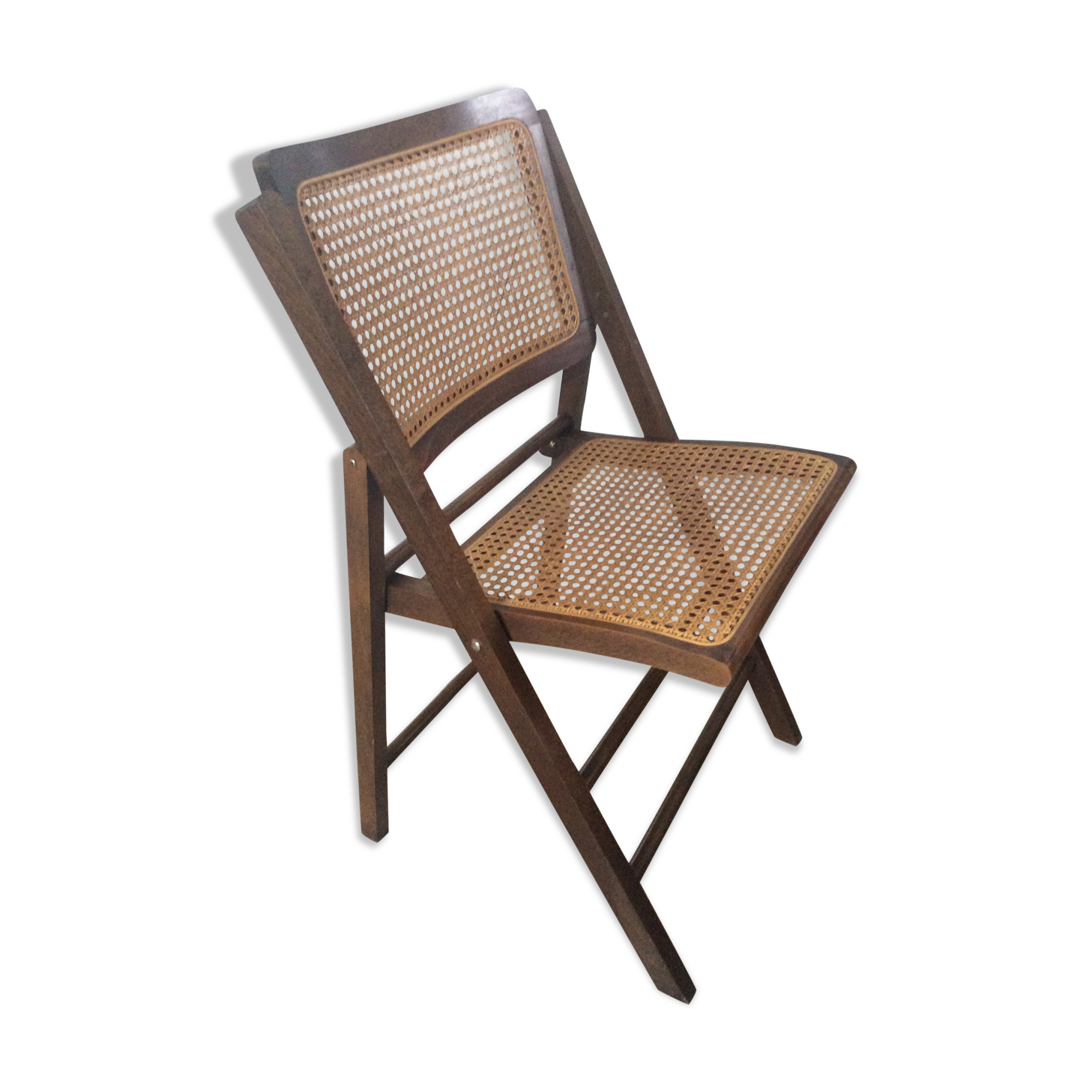 Folding chair caned from the 70s