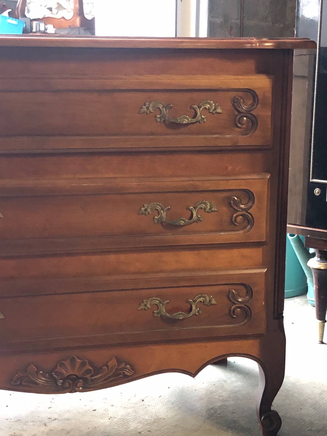 Walnut and Brass 3 Drawer Chest