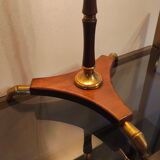Lampe tripode art déco en bois et laiton signé France Paris