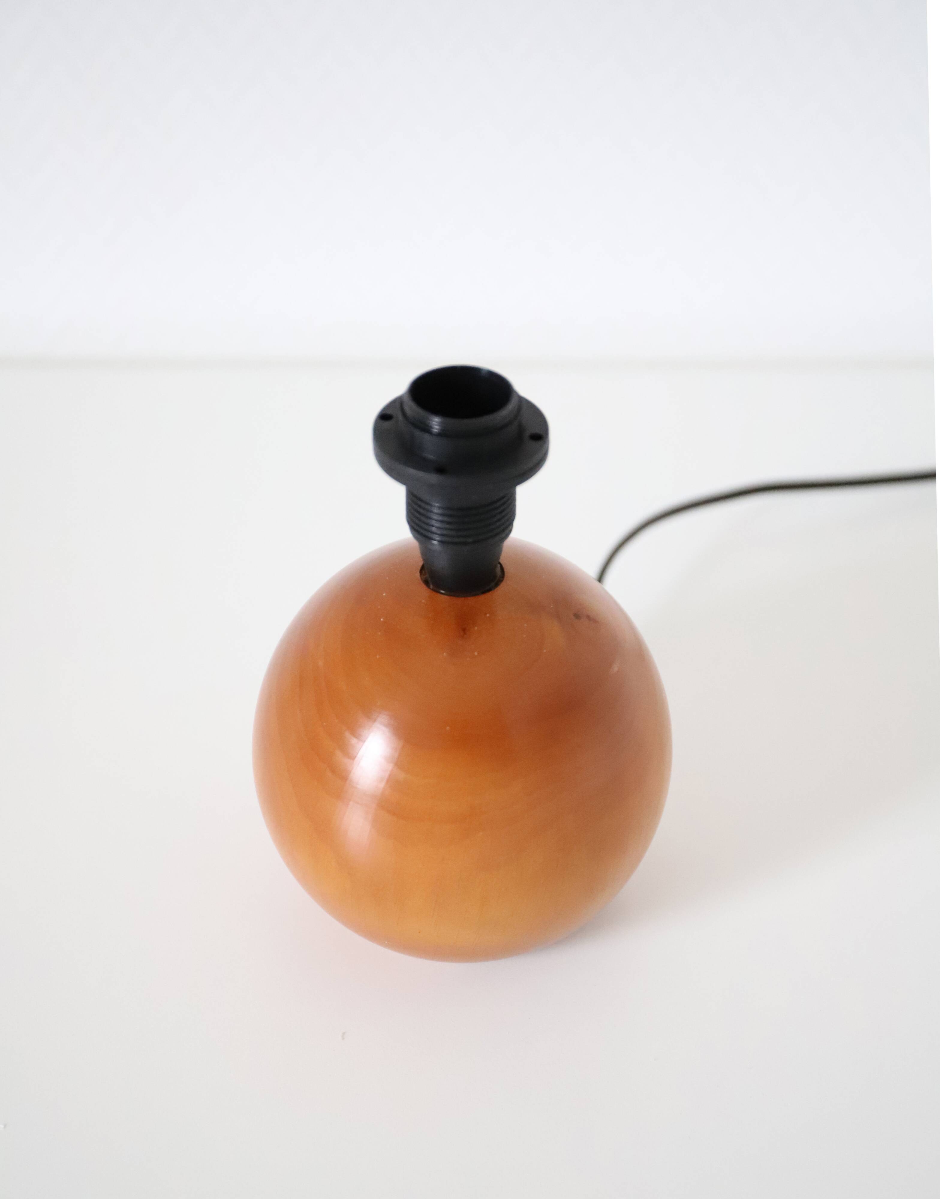 Bedside lamps, solid wood sphere base and printed cylinder lampshade