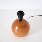 Lampes de chevet, pied bois massif sphère et abat-jour cilindre imprimé