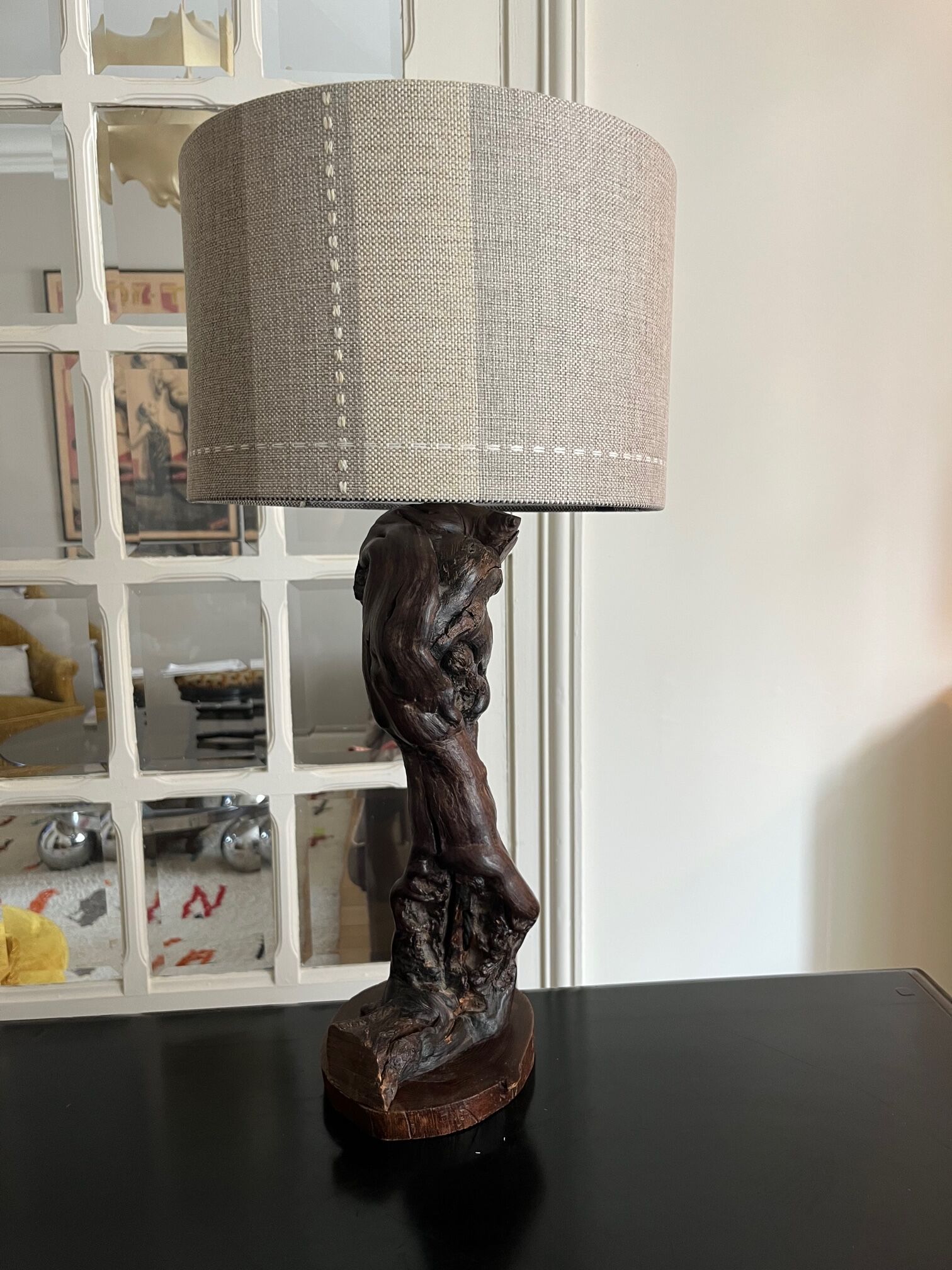 Brutalist wooden lamp