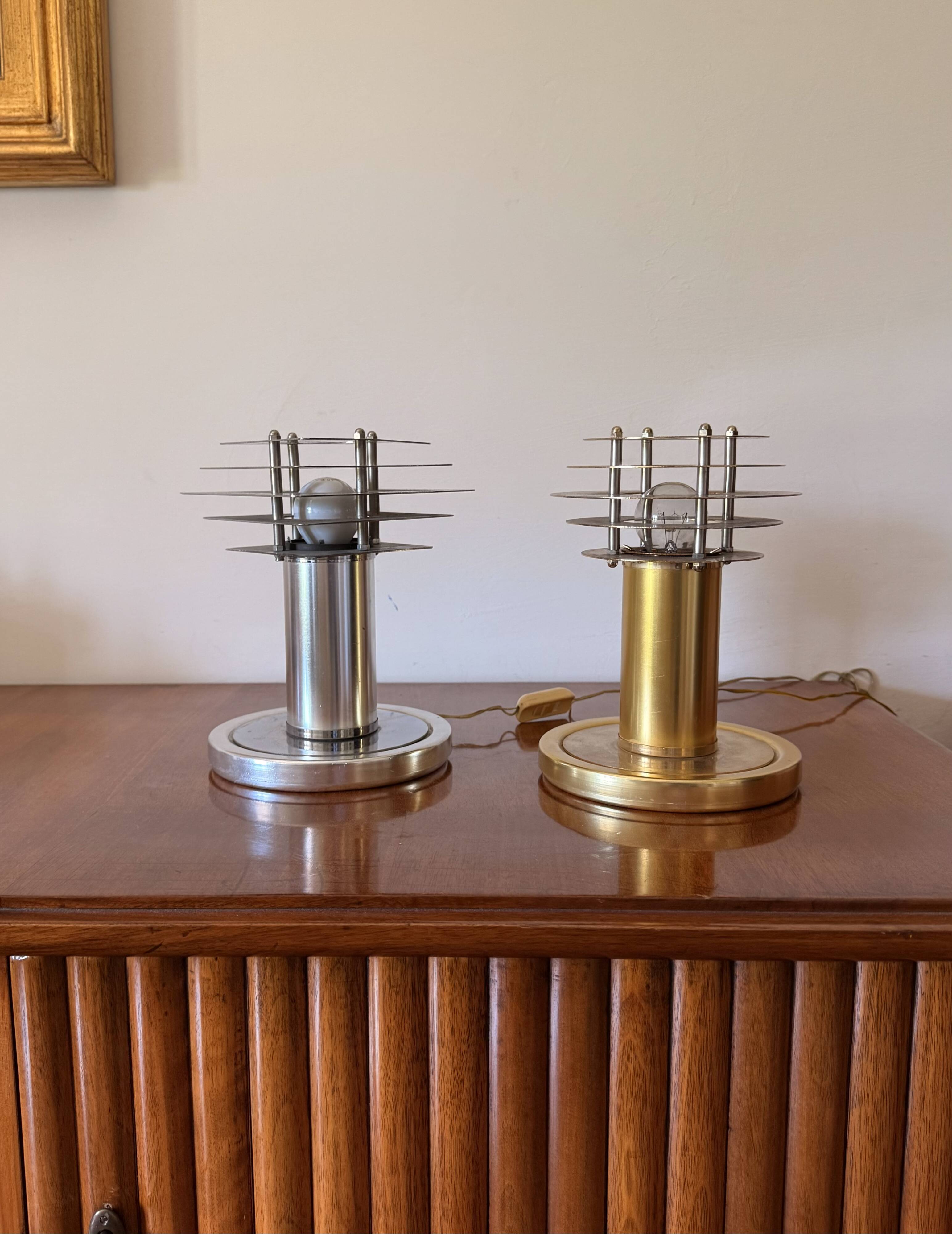 Space age set of 2 table lamps, Italy 1970s