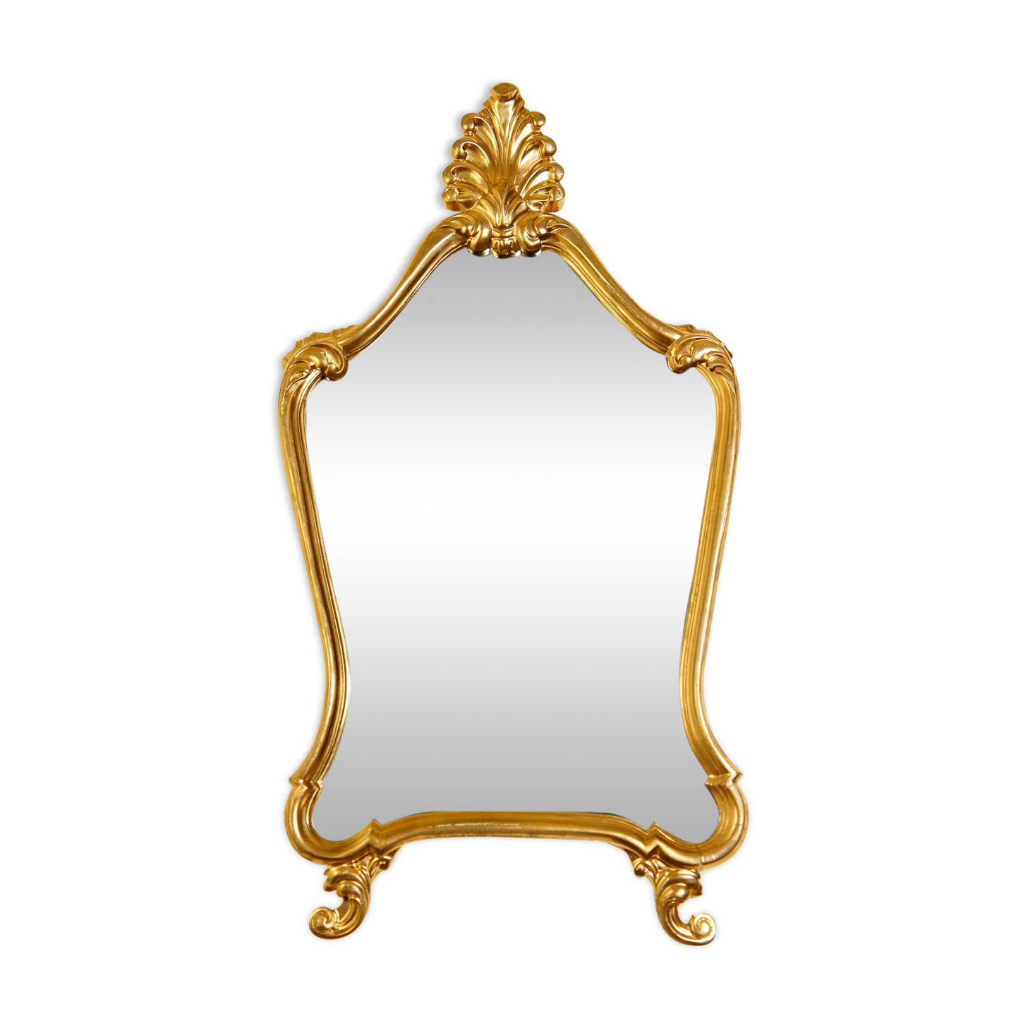 Louis XV style mirror, rockery, in golden resin, circa 1950 46x83cm