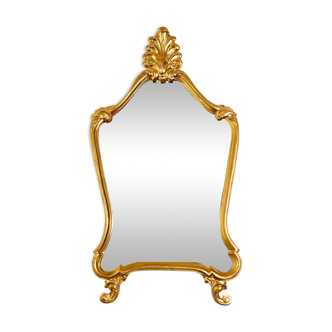 Louis XV style mirror, rockery, in golden resin, circa 1950 46x83cm