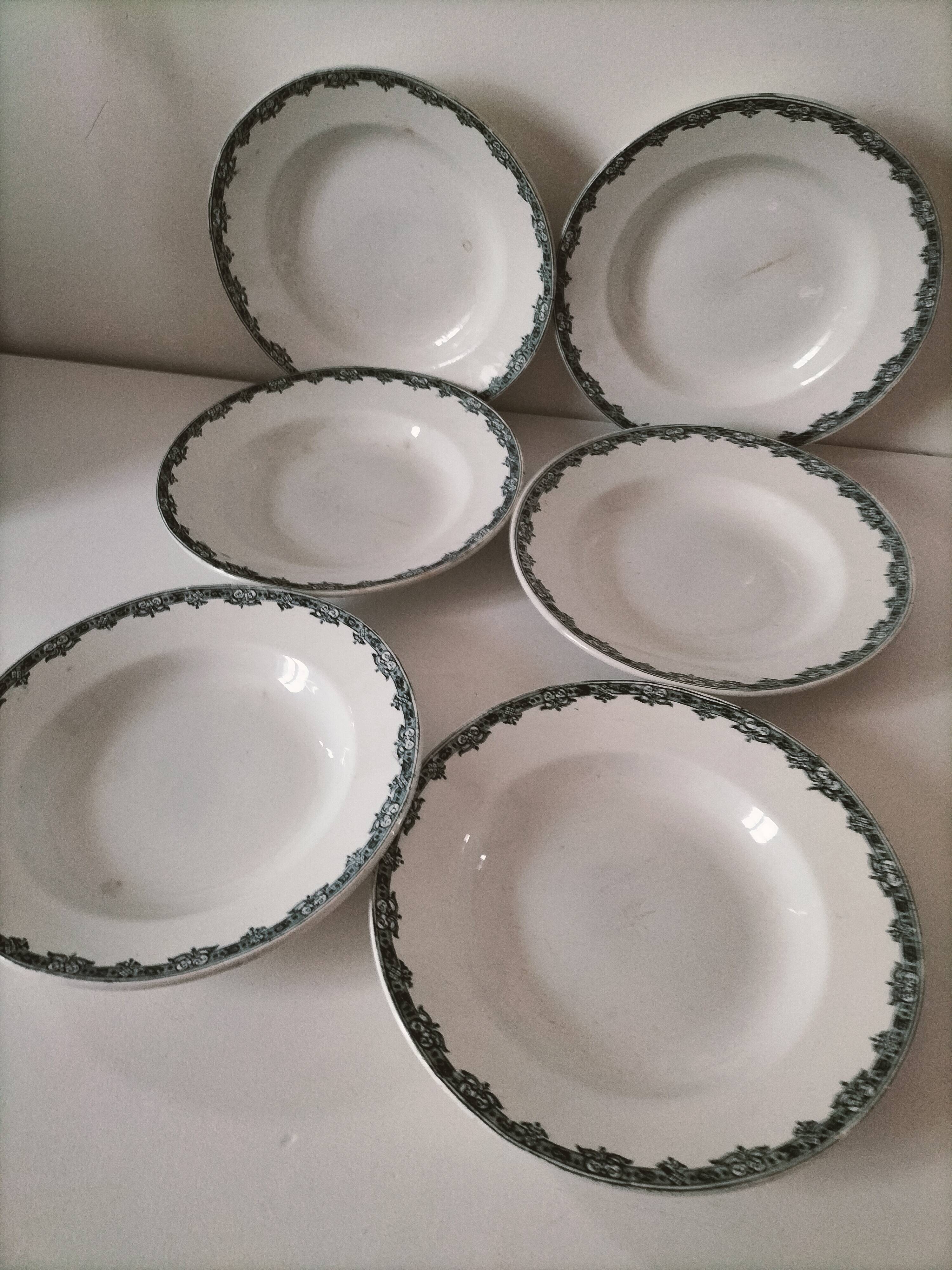 Set of 6 antique soup plates – Ironstone, circa 1900