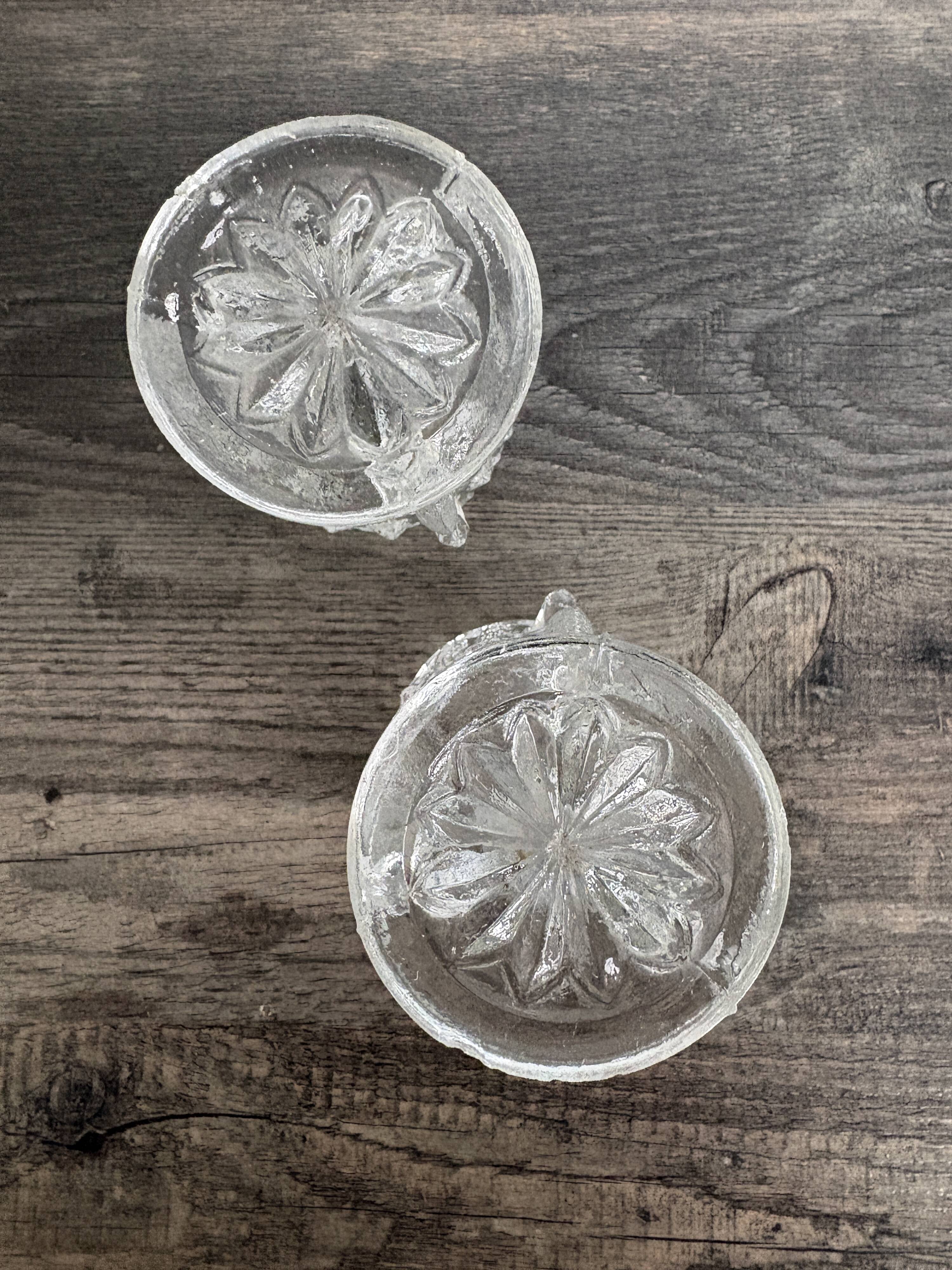 Pair of antique moulded glass egg cups