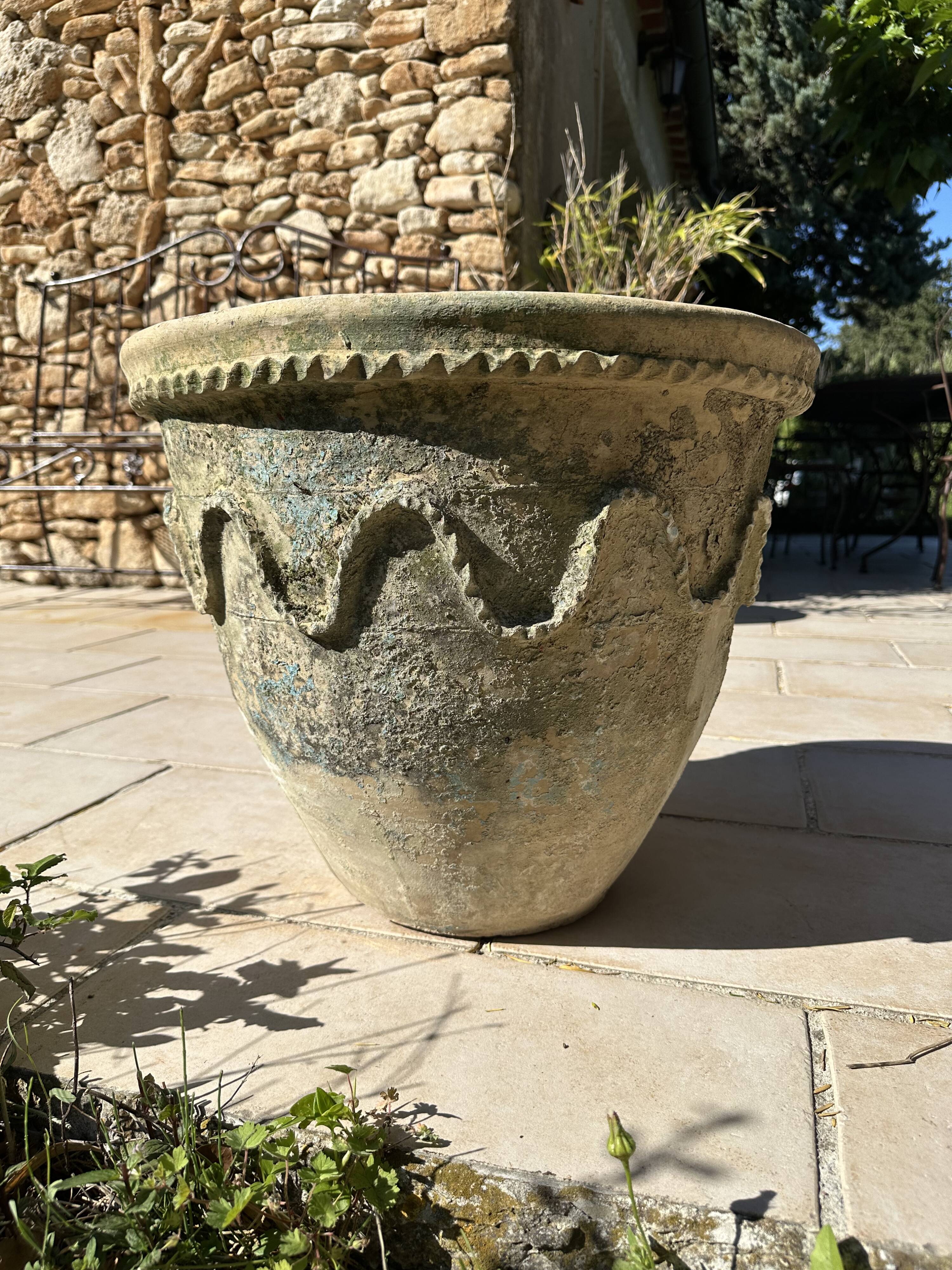Ancient terracotta pot vase from the 19th century.