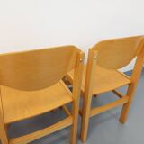 Set of 4 minimalist vintage beechwood chairs from the 80s