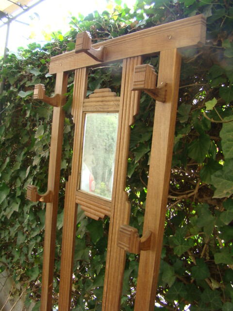 Solid oak wardrobe four vintage hooks