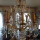 Old chandelier 8 branches bronze and Bohemian crystal late nineteenth