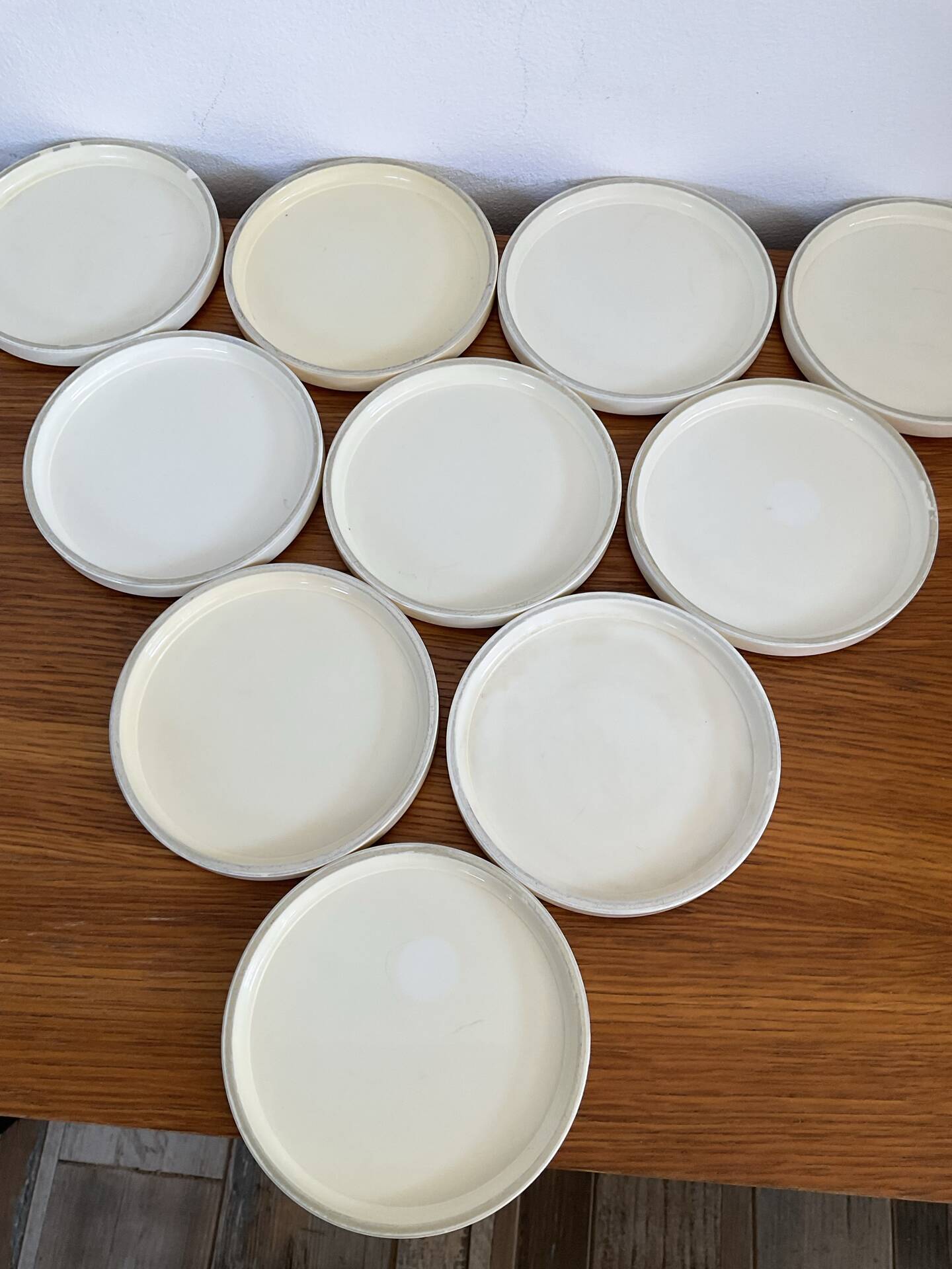 Emsa W. Germany serving tray set with 10 coasters from the 1970s.