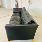 Danish mid-century vintage Mogens Hansen black leather sofa 60s