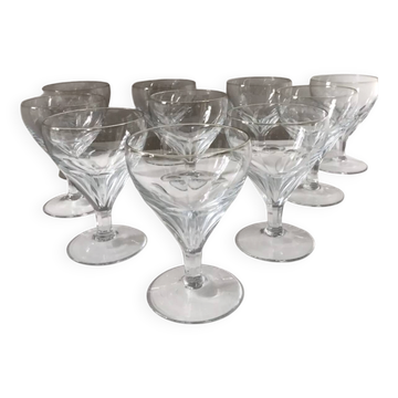 Ensemble de 10 verres vin cristal facette Saint Louis