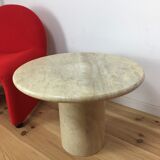 Round travertine coffee table