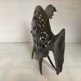 Large metal fish-shaped candle holder