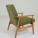 Fauteuil en tissu bouclé vert olive, 1960