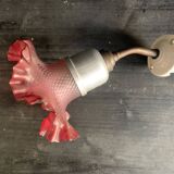 Antique wall light, tulip in pink glass and silver metal, 1920