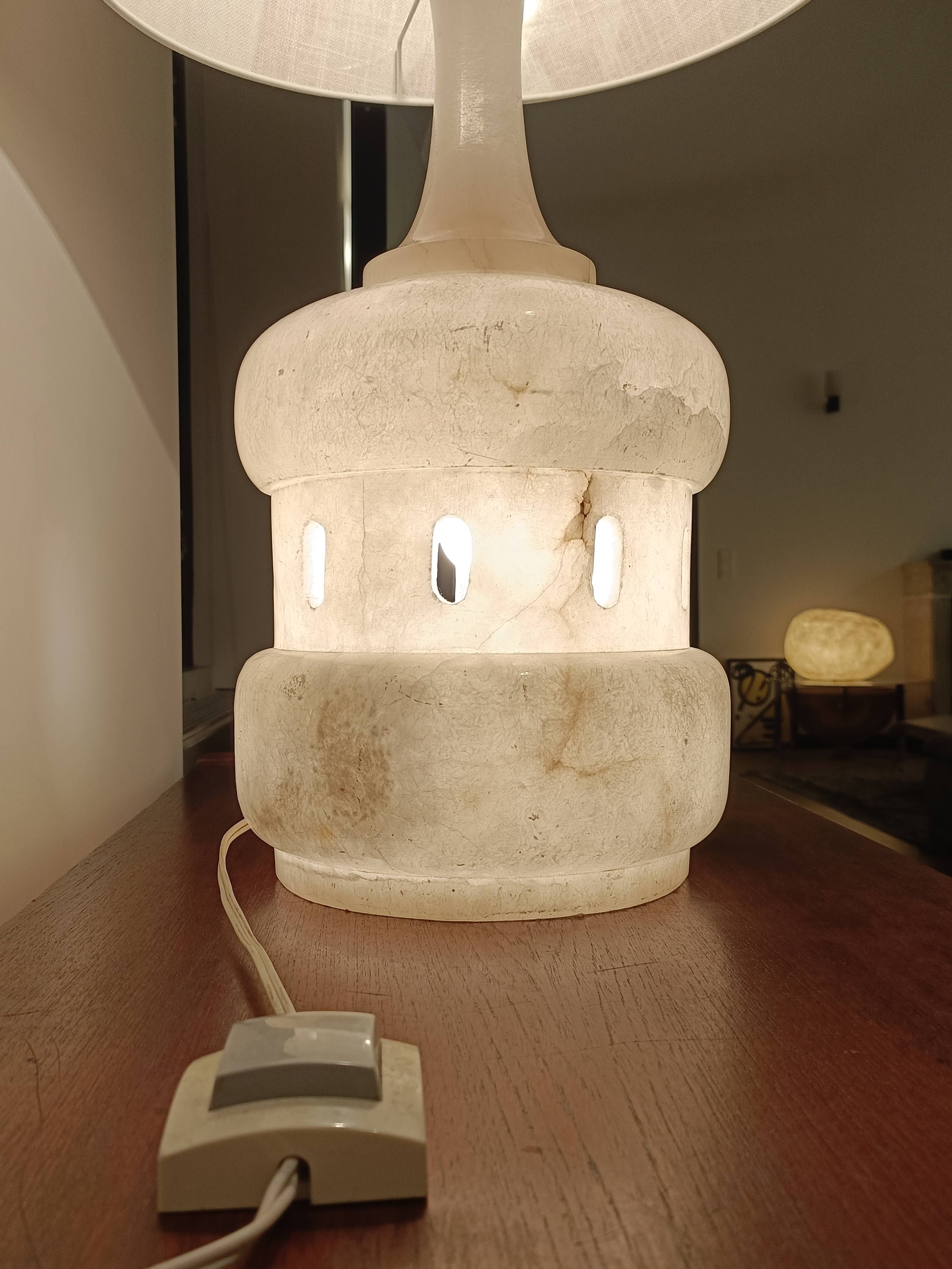 Vintage lamp from 1970 in alabaster - Italian lampshade