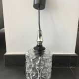 Moulded glass pendant lamp, 70s