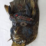 Vintage ritual mask in repoussé brass from Nepal/Tibet.