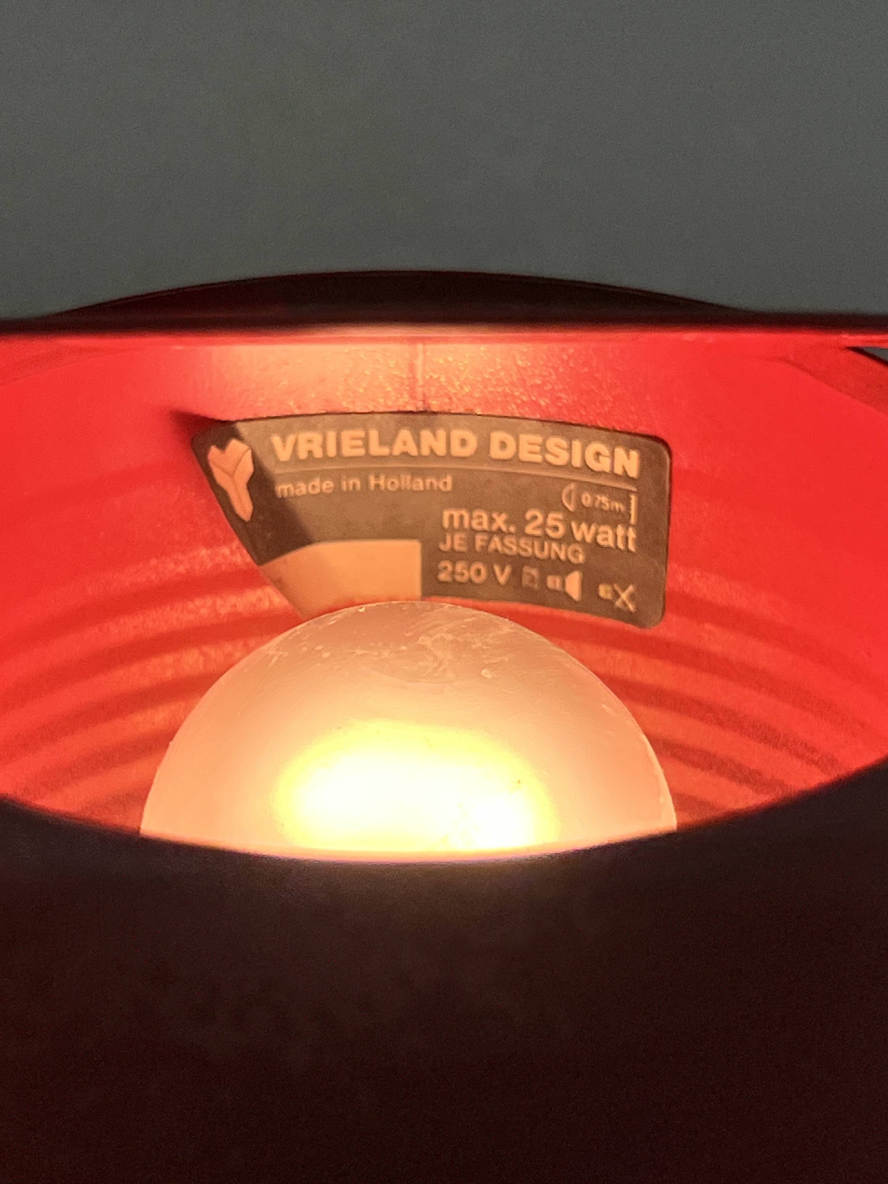Vintage Red Tin Can Lamp, Ad Van Berlo, Vrieland Design, 1980s