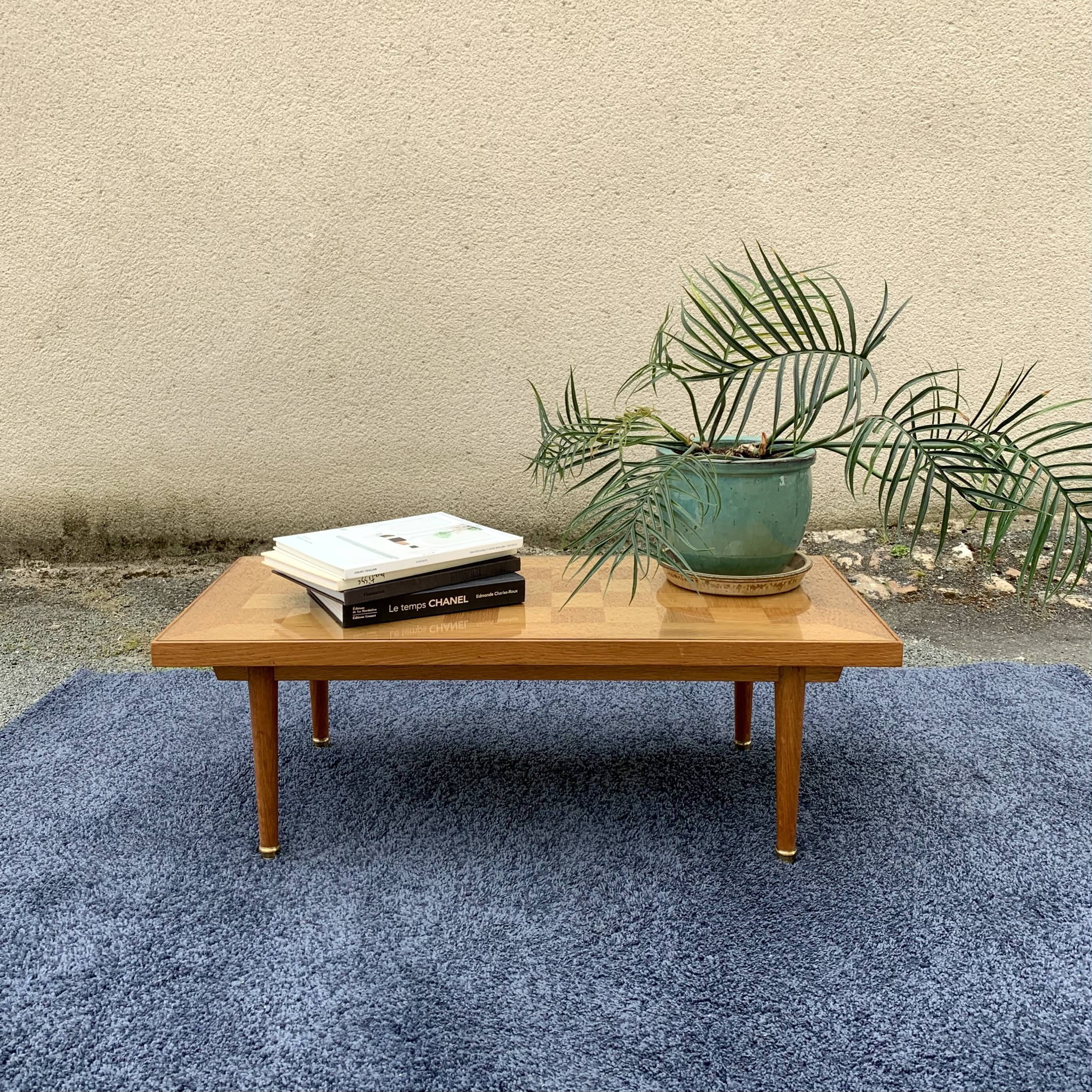1960s oak checkerboard coffee table
