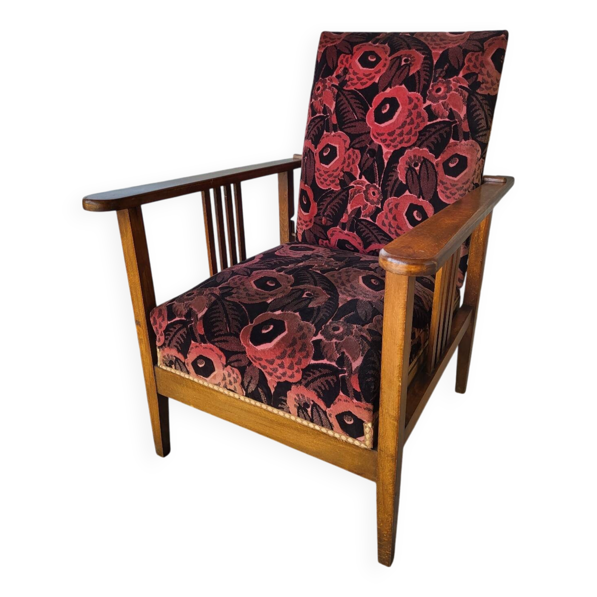 Authentic old vintage reclining relax armchair in very good condition