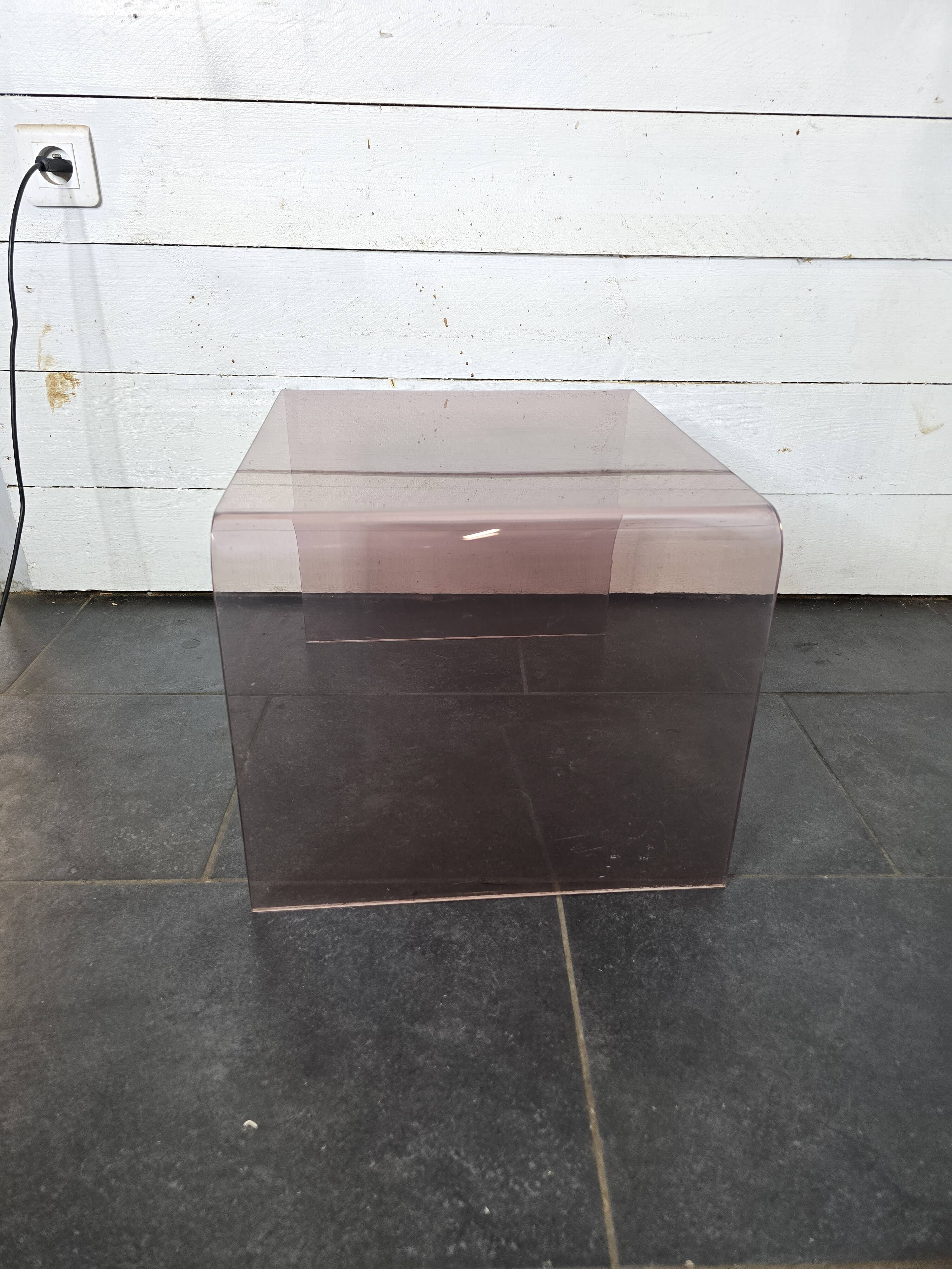 Smoked plexiglass side table from the 70s