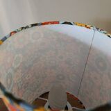 vintage white metal lamp, 70's flower power style shade