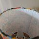 vintage white metal lamp, 70's flower power style shade