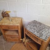 Pair of art deco oak bedside tables