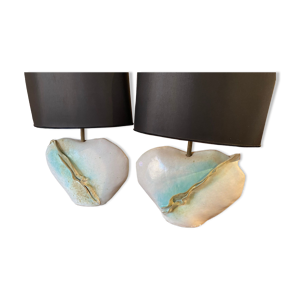 Paire de lampes en porcelaine vintage