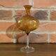 East German GDR Mouth-Blown Amber Art Glass Vase with Swirled Ribbing Texture, Possibly by Lauscha