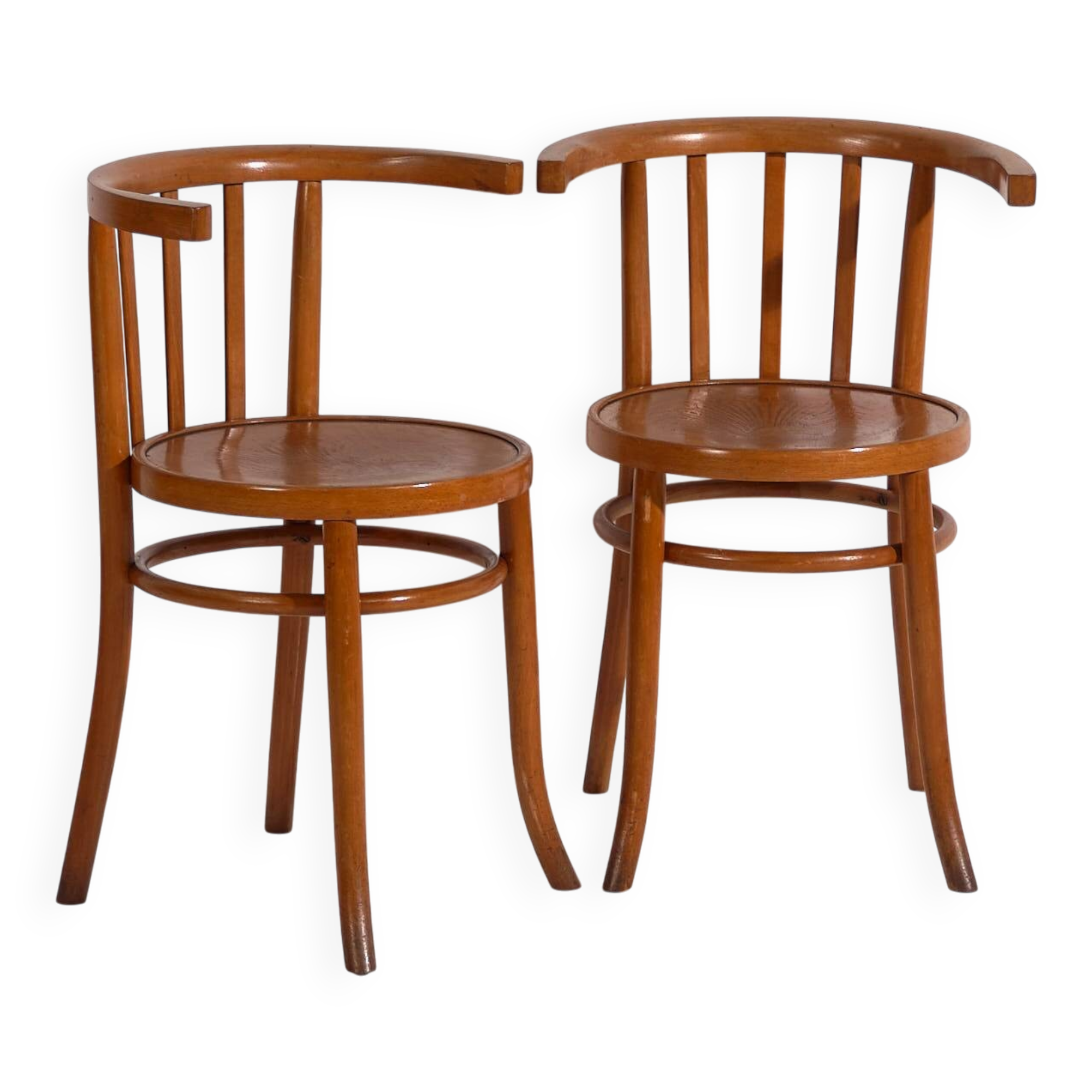 Antique bentwood chairs with carved seats (c. 1920). Set of 4 #1