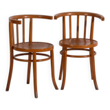Antique bentwood chairs with carved seats (c. 1920). Set of 4 #1
