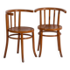 Chaises anciennes en bois courbé avec assise gravée (c.1920). Ensemble de 4 pièces #1