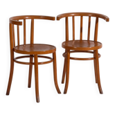 Antique bentwood chairs with carved seats (c. 1920). Set of 4 #1